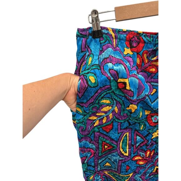 Tanner Womens Silk Pants Size 6 Colorful Mutlicolored 80s 90s Artsy Art Teacher - Picture 6 of 6